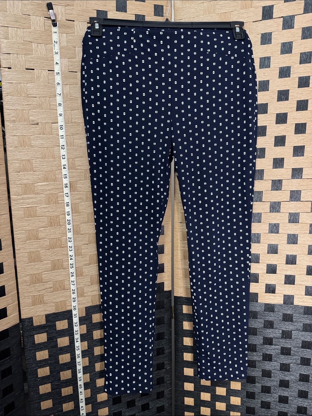 Chico's so Slimming Navy Leggings with White Polka Dots